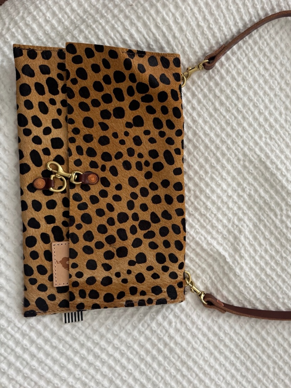 Cheetah Hair on Hide Leather Foldover Clutch & Crossbody- Excellent Condition!